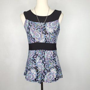 St. Tropez West Sleeveless Paisley Pullover Top, Size S